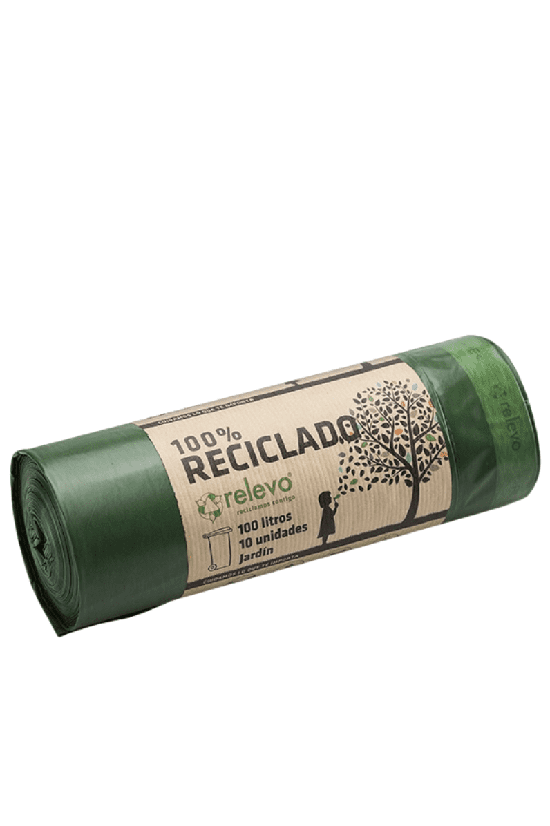 Extra Resistant Garbage Bags 100L 10 units. 100% recycled and recyclable plastic - Relevo