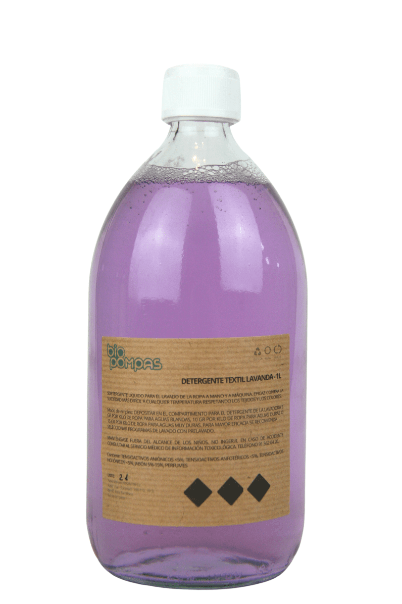 Detergente Textil Lavanda en vidrio retornable 1L - Bio Pompas