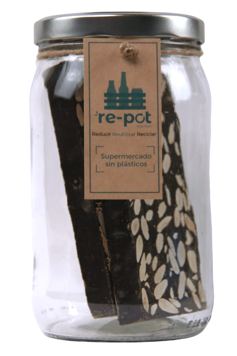 Turrón Artesano de Chocolate con Almendras en Vidrio Retornable (2 Uds) - Re-pot market