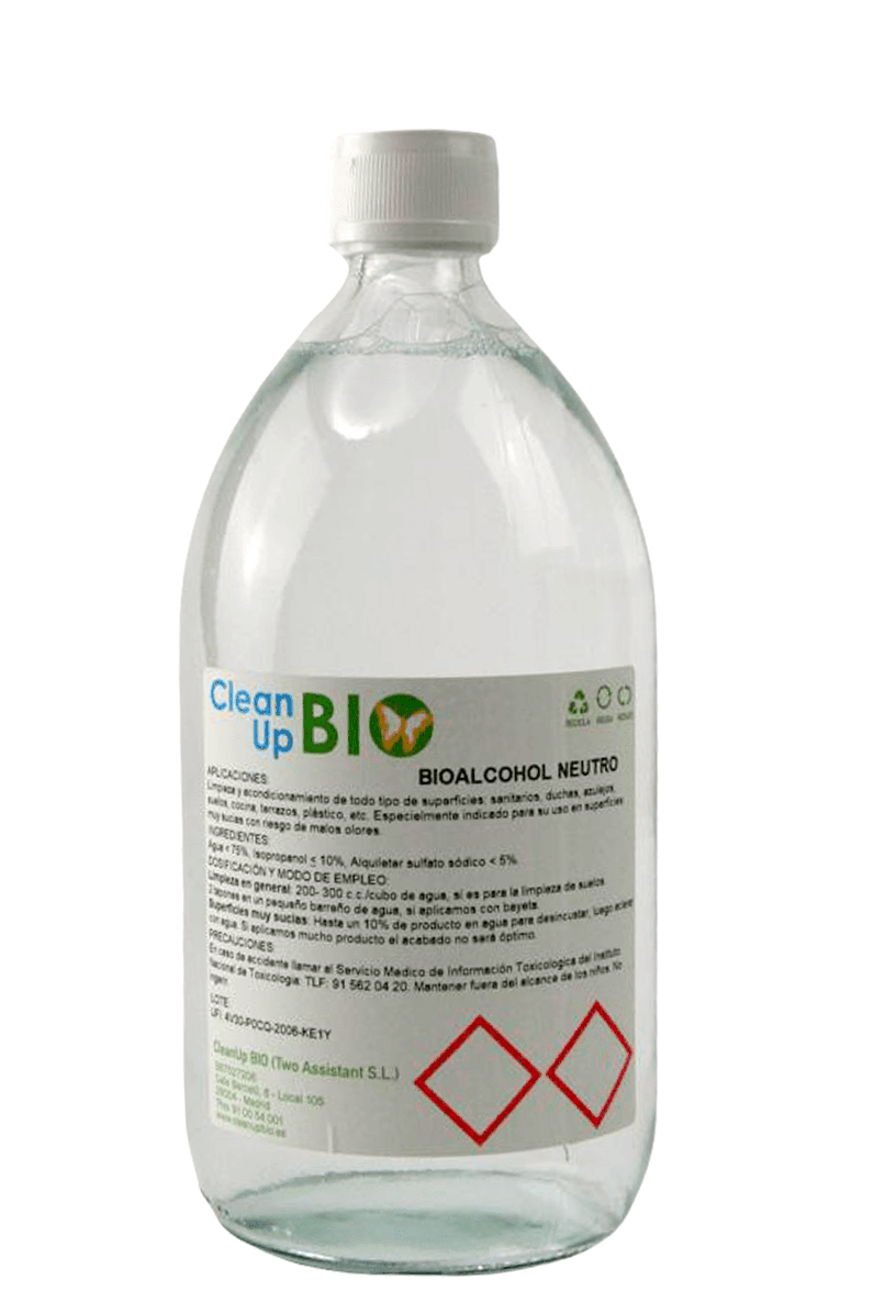 Bioalcohol Neutro 1L CleanUp BIO - En vidrio retornable - Re-pot market