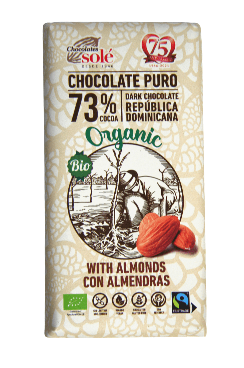 Chocolate negro 73% con almendras ECO FT 150 g - Re-pot market