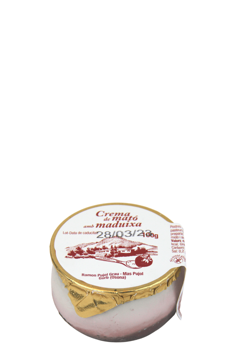 Crema artesana de mato i maduixa 100 g en vidre retornable - Granja Armengol