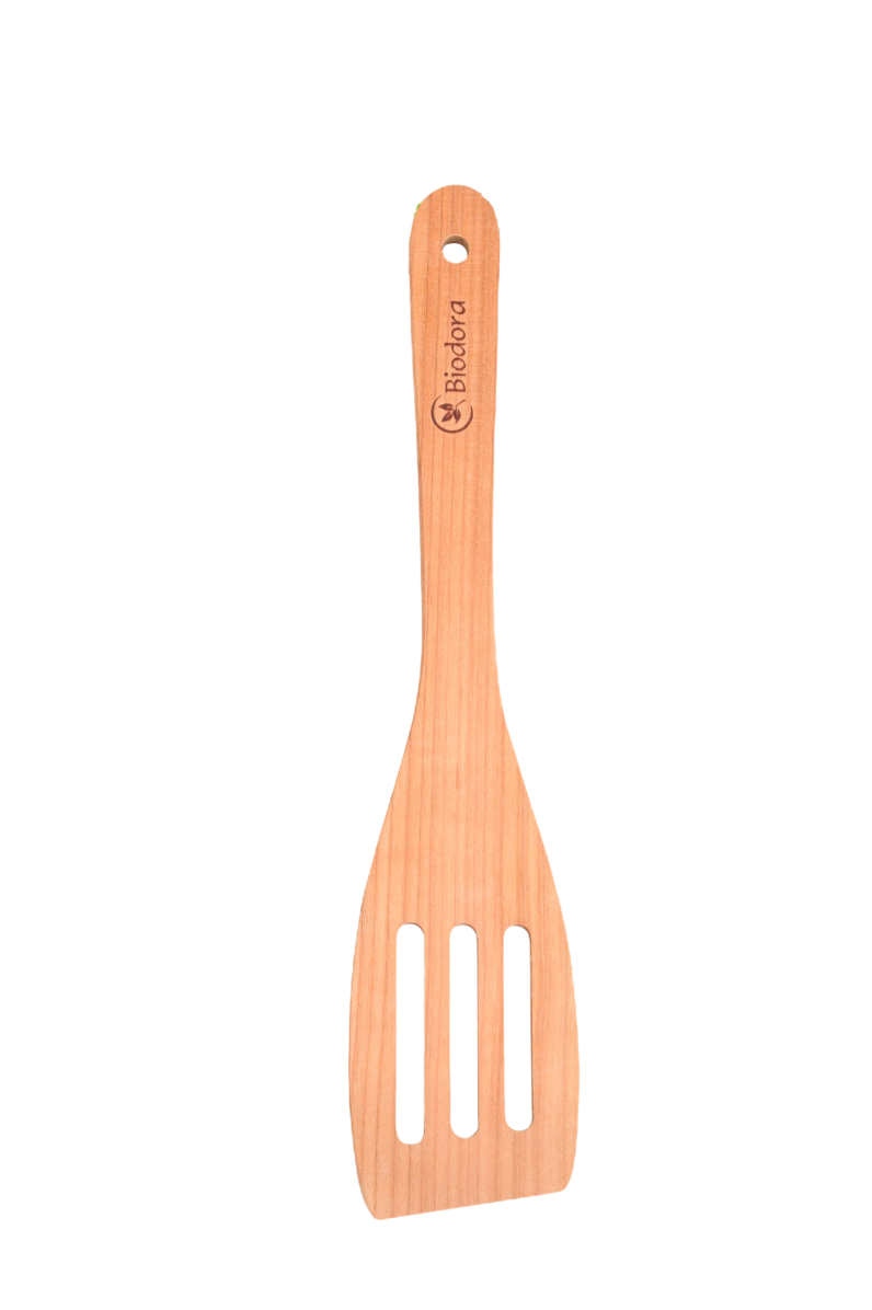 Espátula de madera de cerezo con ranura 30cm