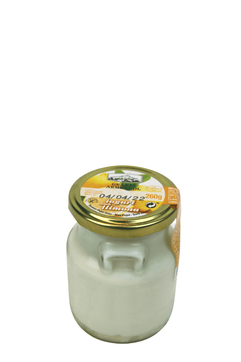 Yogur artesano de limón 0,260 Kg en vidrio retornable - Granja Armengol - Re-pot market