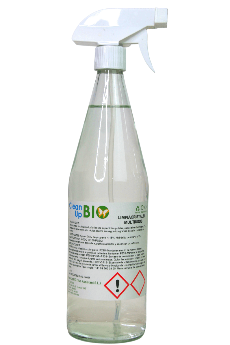 Limpiacristales Multiusos  0,75 L CleanUp BIO - En vidrio retornable - Re-pot market