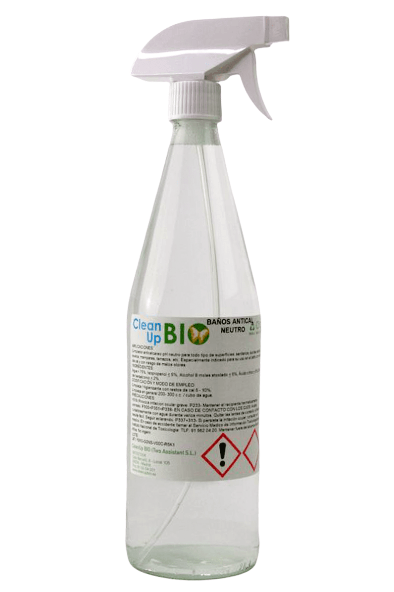 Limpiador Baños Antical Neutro 0,75 L  CleanUp BIO - En vidrio retornable - Re-pot market