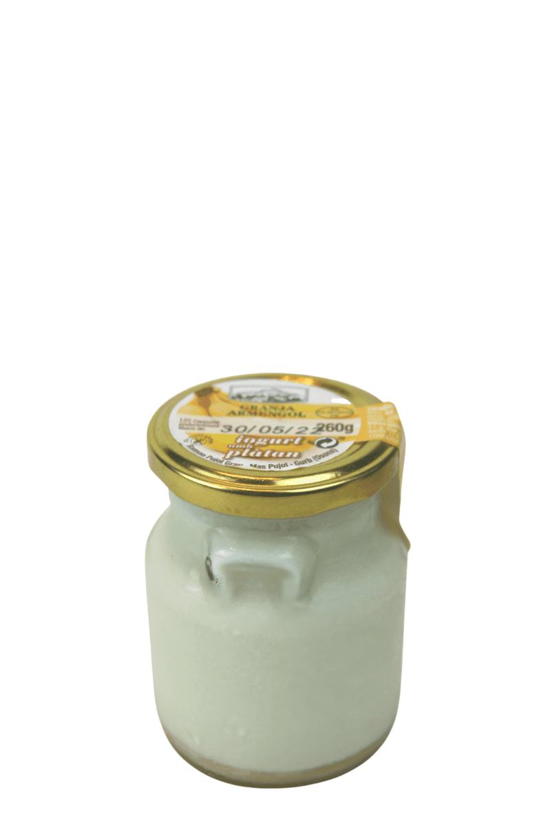 Yogur artesano de platano 0,260 Kg en vidrio retornable - Granja Armengol - Re-pot market