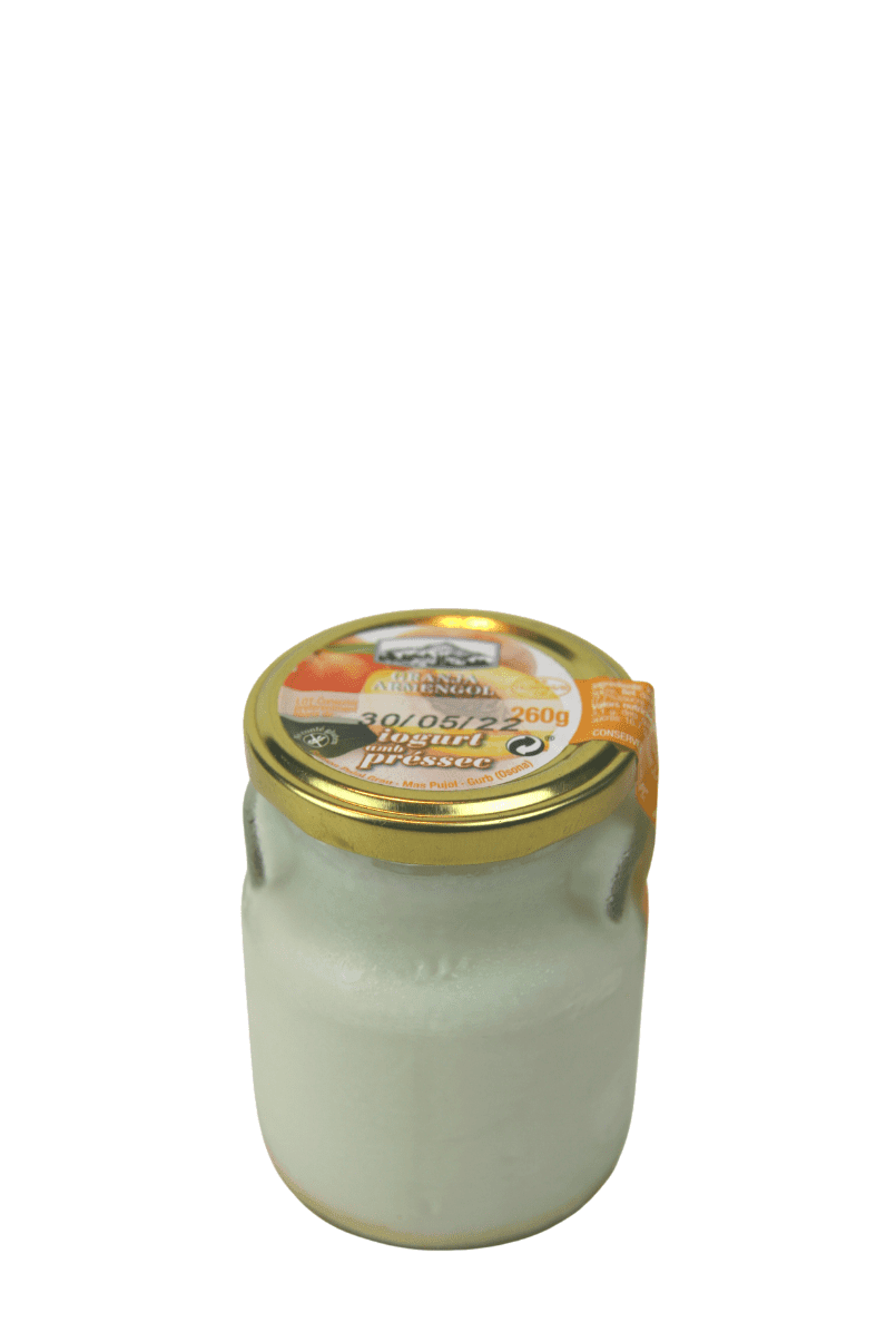 Yogur artesano de melocotón 0,260 Kg en vidrio retornable - Granja Armengol - Re-pot market