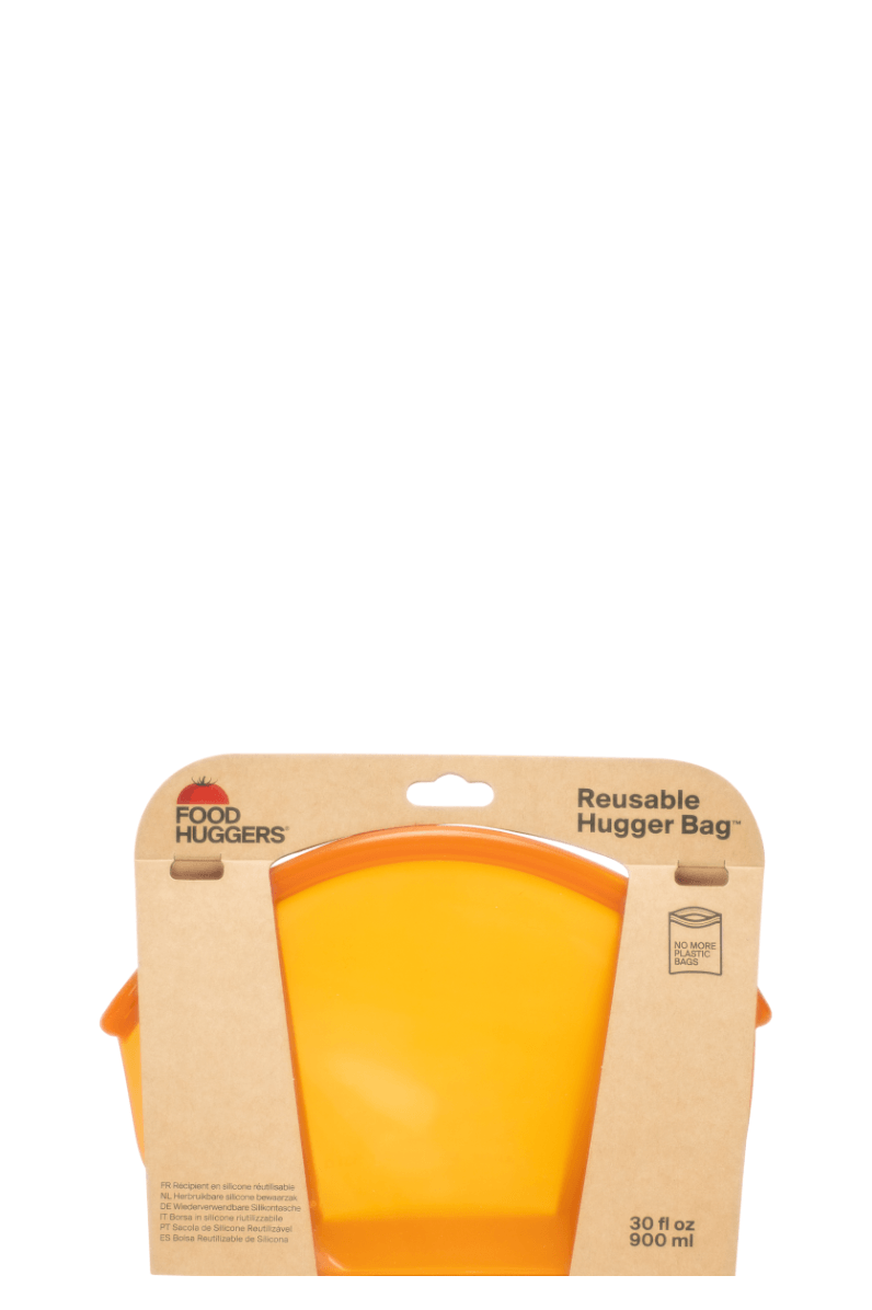 Bolsa reutilizable de silicona para almacenaje y transporte de alimentos - naranja 900ml- Hugger Bag - Re-pot market