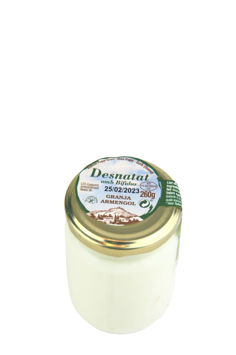 Skimmed bifidus artisan yogurt 260 g in returnable glass - Granja Armengol