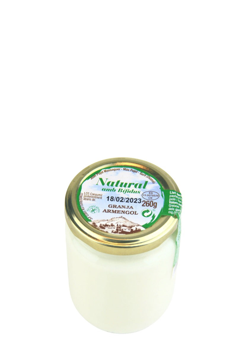 Iogurt artesà bifidus natural 260 g en vidre retornable - Granja Armengol
