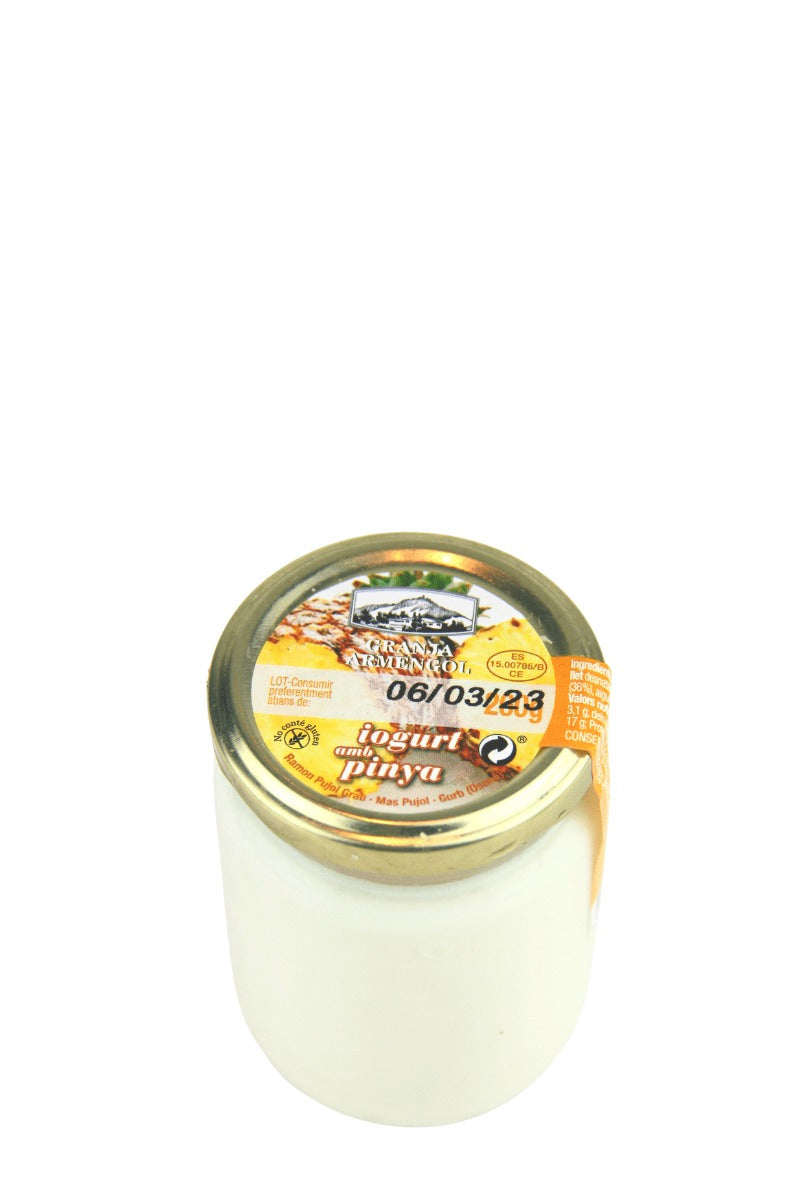 Artisan pineapple yogurt 260 g in returnable glass - Granja Armengol