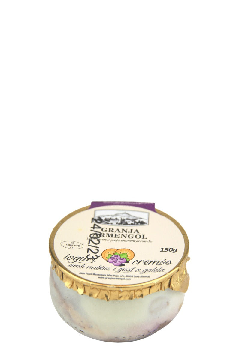 Creamy yogurt of Arandanos and cookie 150 g in returnable glass - Armengol farm