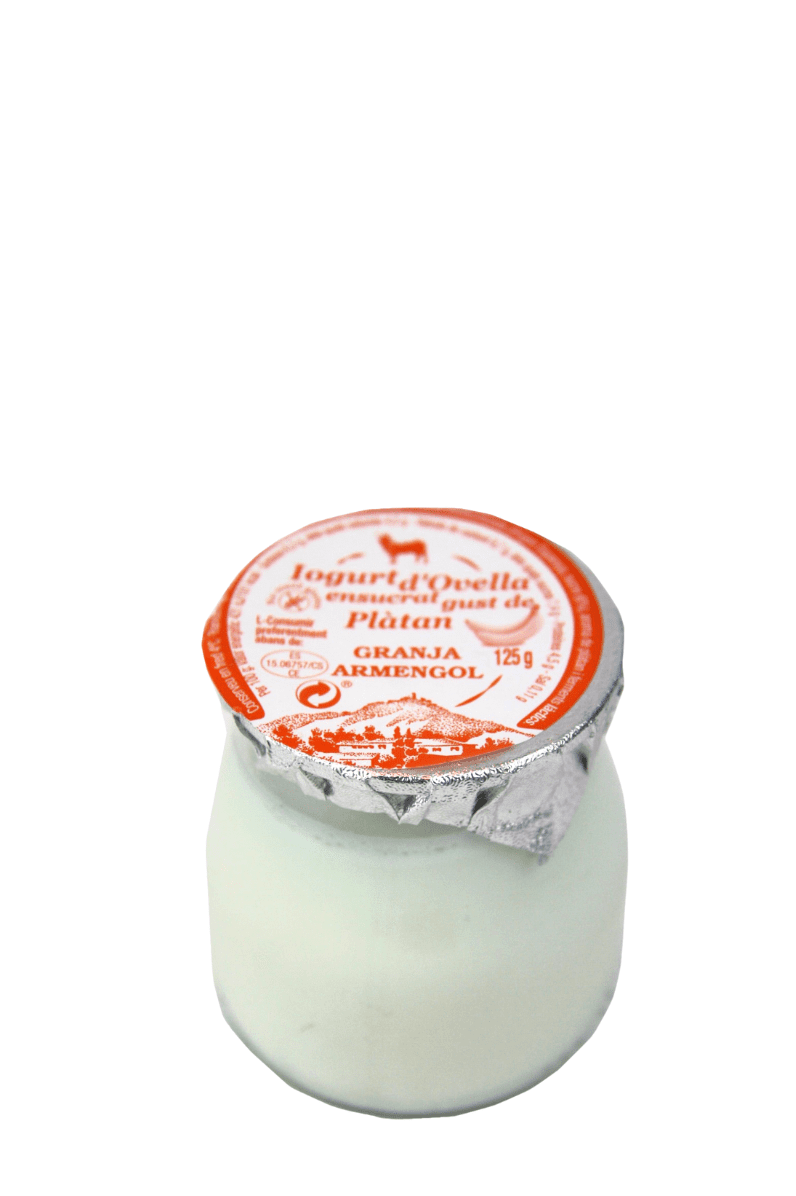 <tc>Iogurt artesà d'ovella sabor platan 125 g en vidre retornable - Granja Armengol</tc>