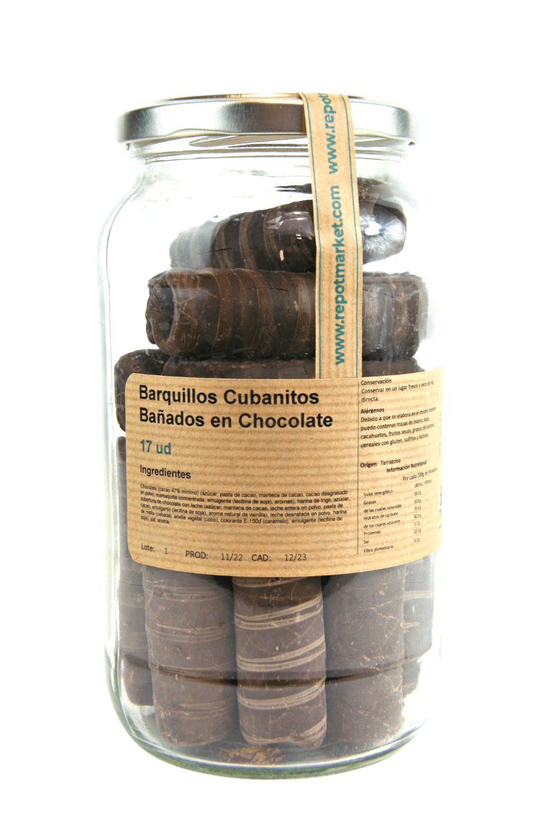 Cubanitos wafers dipped in chocolate in returnable glass (17 Units)