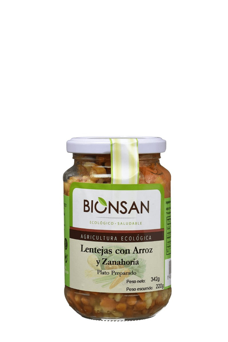 Lentejas con arroz integral y zanahoria 220 g - BIONSAN