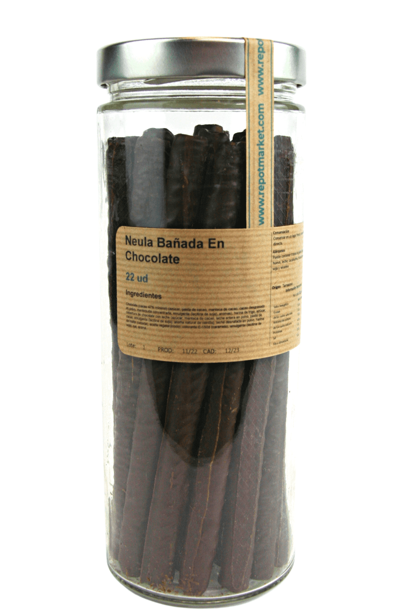 Neules Banyades en Xocolata a Vidre Retornable (22 Ut)