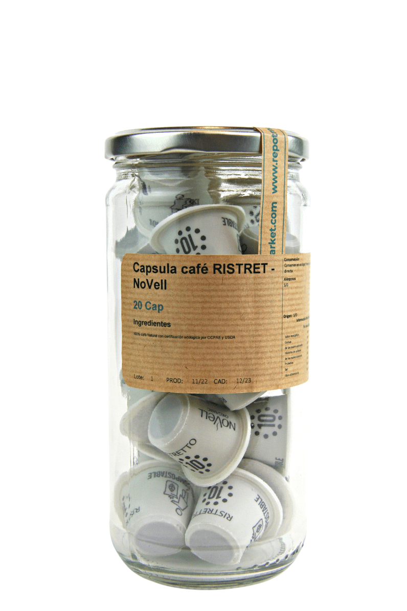 RISTRET - NoVell compostable coffee capsule in returnable glass 20 Cap